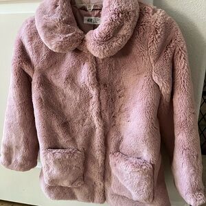 H&M Pink Plush Faux Fur Jacket Cozy and Fashionable